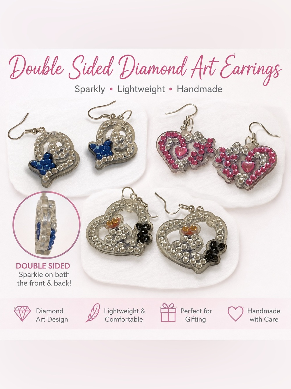 Diamond Art Drop Earrings - Double Sided-Sealed -Choose 1